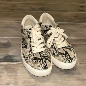 Sam Edelman Women's Ethyl Snake Print Lace Up Sneakers Shoes